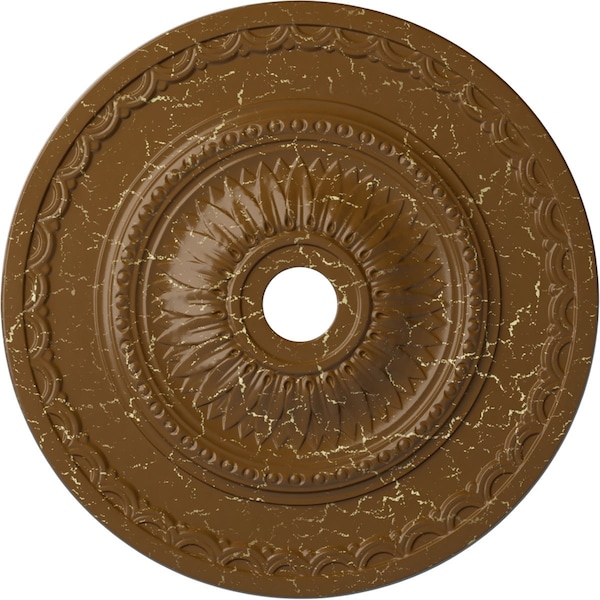 Ekena Millwork Sunflower Medallion (Canopies up to 5 5/8"), 29 1/2"OD x 3 5/8"ID x 1 5/8"P, Smokey Topaz Crackle CM29SFSTC - main